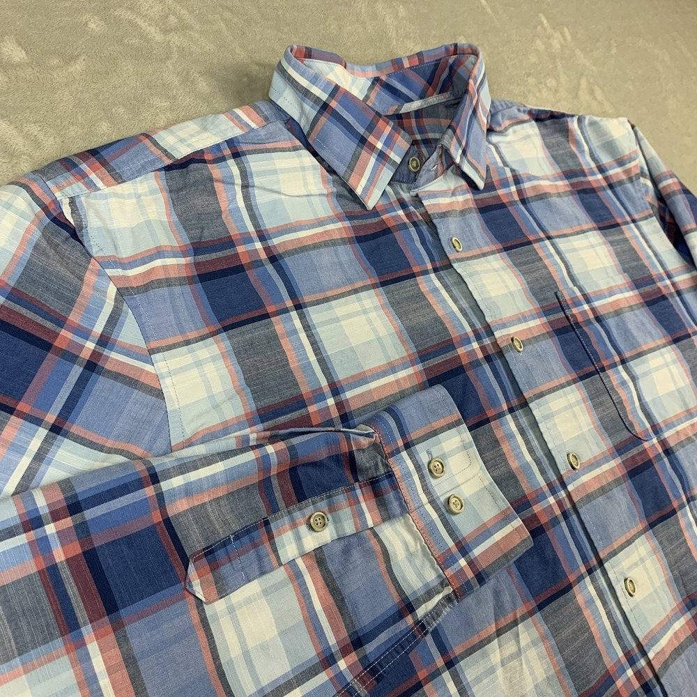 johnnie-O Hangin Out Shirt Mens XL Blue Plaid Long Sleeve Button Down Casual